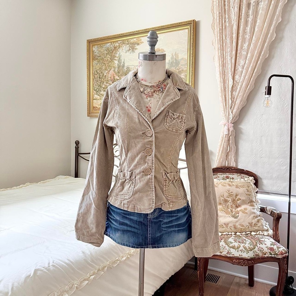 Corduroy Fitted Jacket  Y2K Bill Blass size petite XL tan corduroy jacket